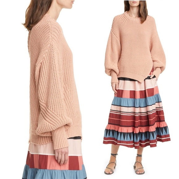 ULLA JOHNSON COSIMA WOVEN SWEATER Dusty Rose Chunky Knit Small S - Picture 11 of 14